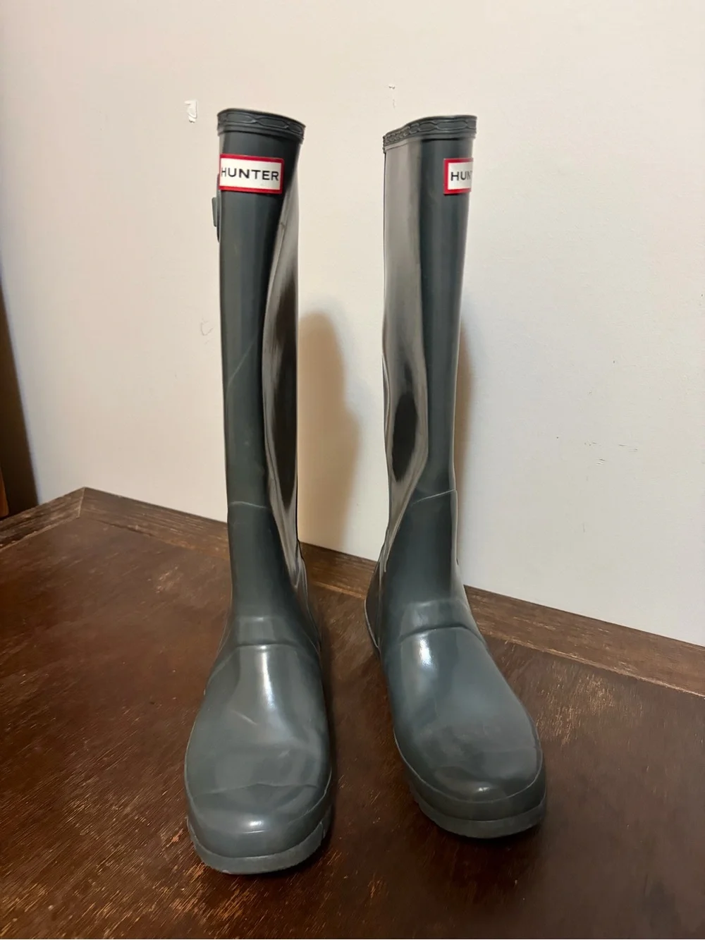 Hunter Tall Gloss Dark Gray Rain Boots - Men's